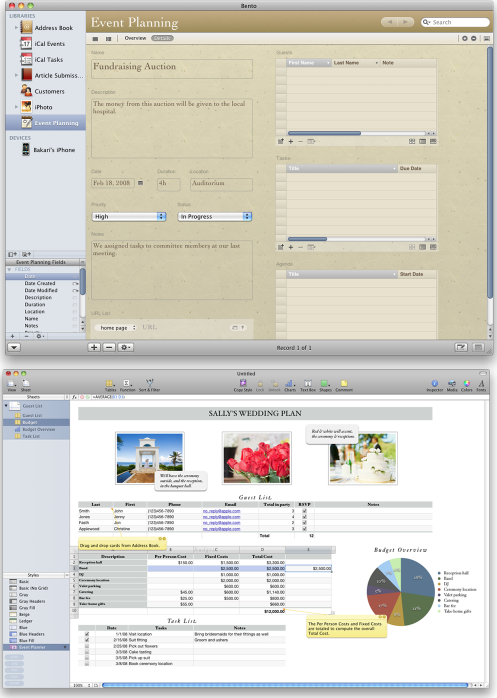 Event template for Bento and Numbers