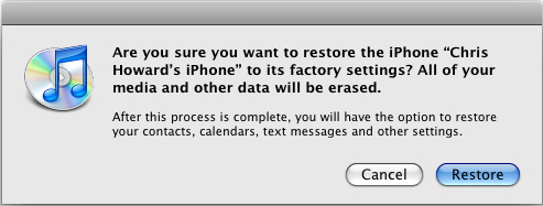 iPone restore message